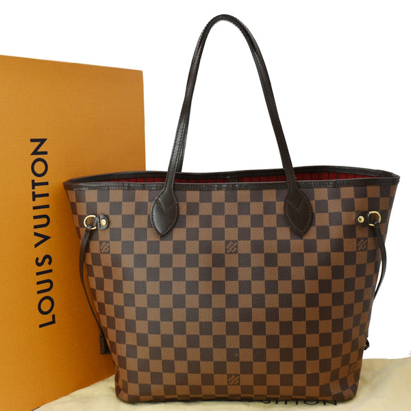 LOUIS VUITTON Neverfull MM Damier Ebene Tote Bag Brown