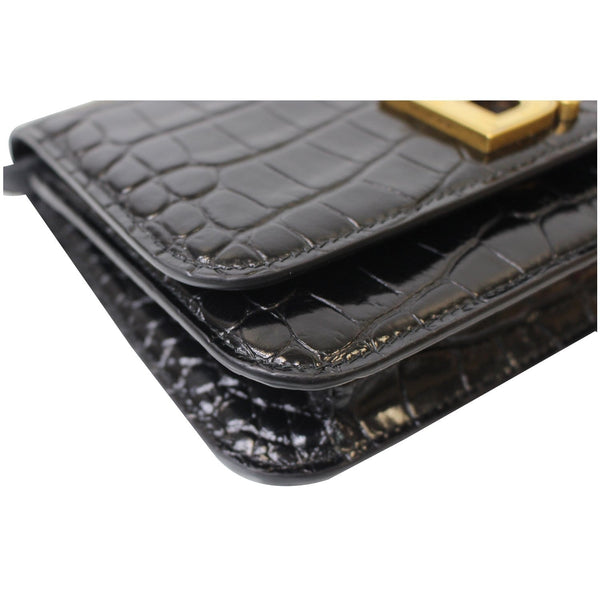 BALENCIAGA B Embossed Leather Chain Crossbody bag Black - 25% OFF