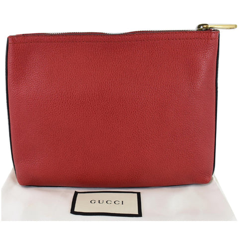 Gucci Pebbled Leather Medium Logo Clutch backside