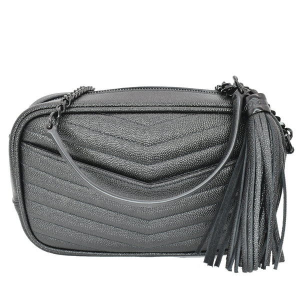 YVES SAINT LAURENT Mini Lou Leather Camera Crossbody Bag Black