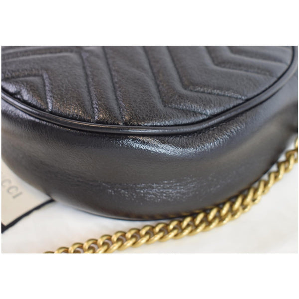 GUCCI GG Marmont Mini Round Leather Crossbody Bag Black 550154