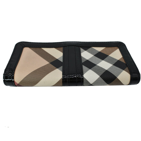 BURBERRY House Check Patent Leather Continental Wallet Black