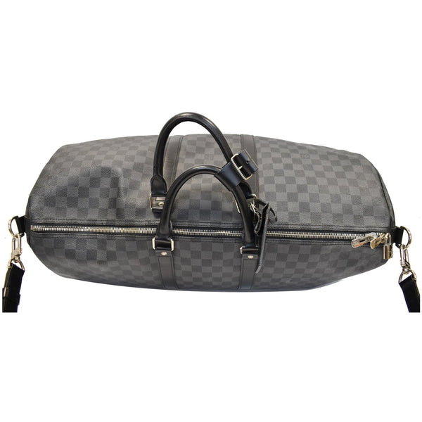 LOUIS VUITTON Keepall Bandouliere 55 Damier Graphite Travel Bag Black