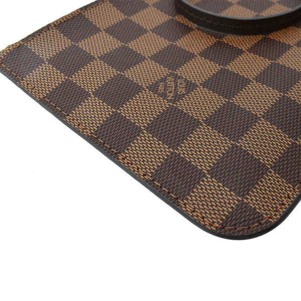 LOUIS VUITTON Pochette Wristlet Pouch Damier Ebene Neverfull MM Rose Ballerine