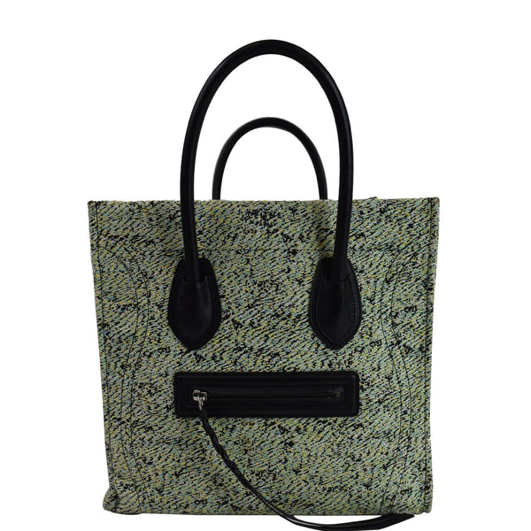 CELINE Phantom Luggage Fuzzy Jacquard Leather Tote Bag Mint