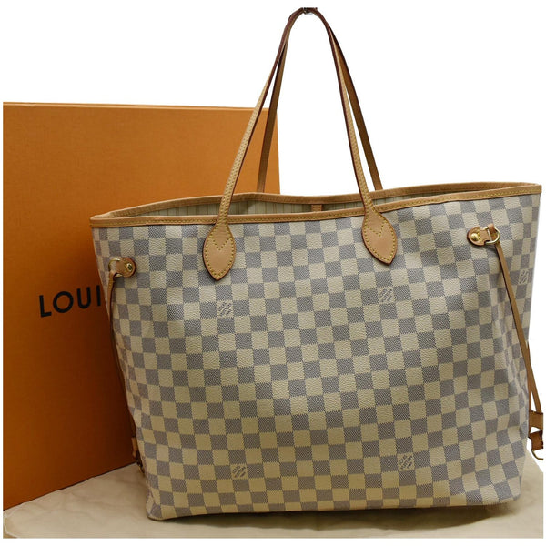 LOUIS VUITTON Neverfull GM Damier Azur Tote Shoulder Bag White