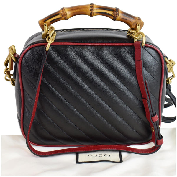 GUCCI GG Marmont Small Bamboo Leather Shoulder Bag Black 602270