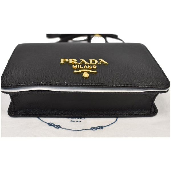 PRADA Saffiano Leather Mini Shoulder Bag Black