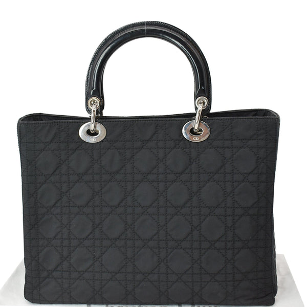 CHRISTIAN DIOR Lady Dior Vintage Nylon Cannage Canvas Tote Bag Black