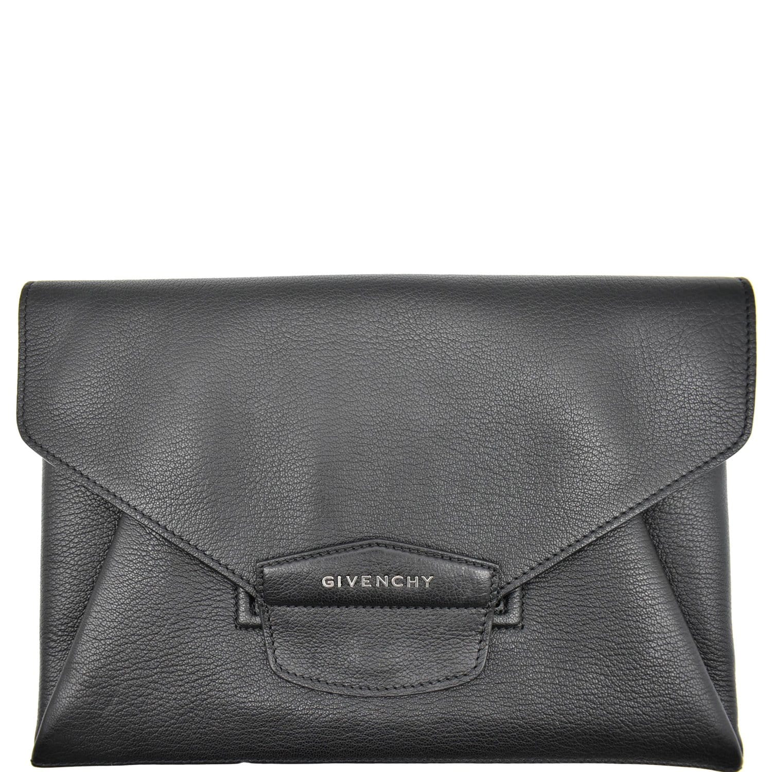 GIVENCHY Antigona Envelope Leather Clutch Black
