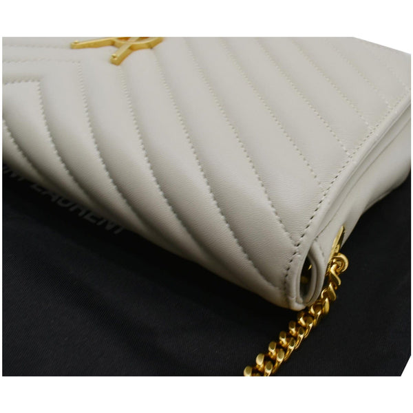 YVES SAINT LAURENT Kate Supple 99 Lambskin Leather Chain Shoulder Bag Light cream