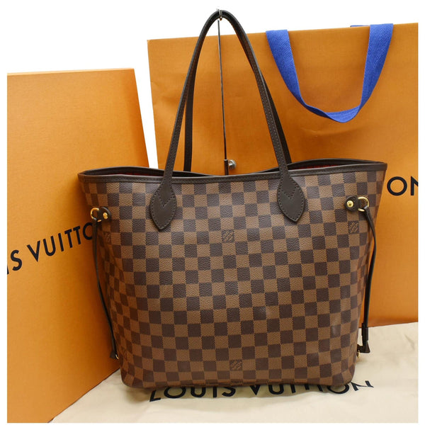 LOUIS VUITTON Neverfull MM Damier Ebene Tote Bag Brown