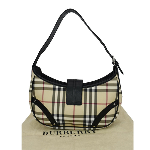 BURBERRY Buckle Small House Check Hobo Shoulder Bag Black