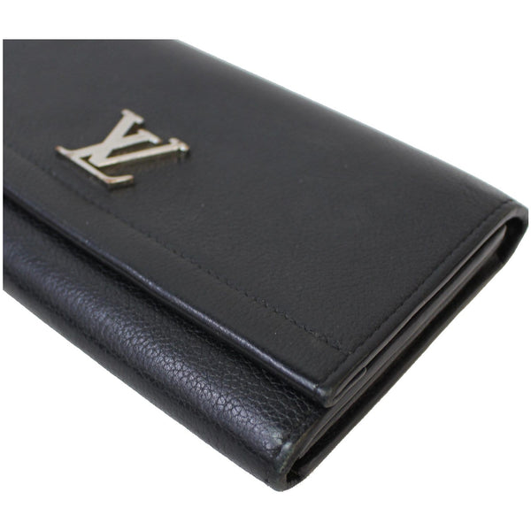 LOUIS VUITTON Lockme II Calfskin Leather Wallet Black