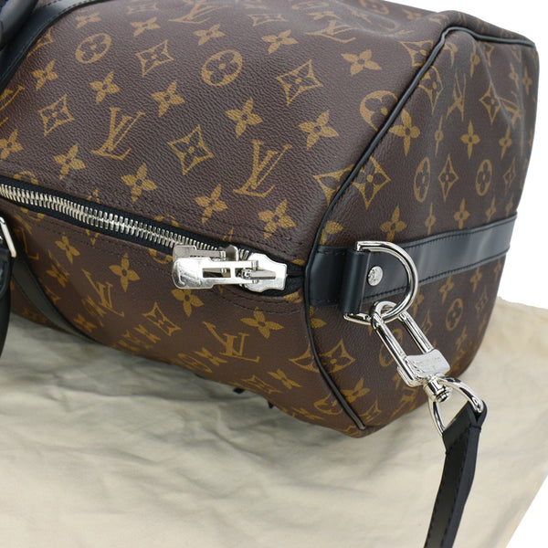 LOUIS VUITTON Keepall Bandouliere 55 Monogram Macassar Travel Bag Brown