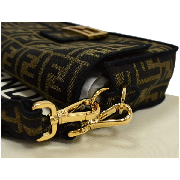 Fendi Mini Baguette Zucca Canvas Shoulder Bag - gold hardware