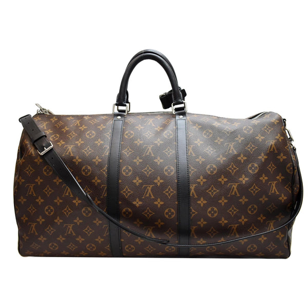 LOUIS VUITTON Keepall Bandouliere 55 Monogram Macassar Travel Bag Brown