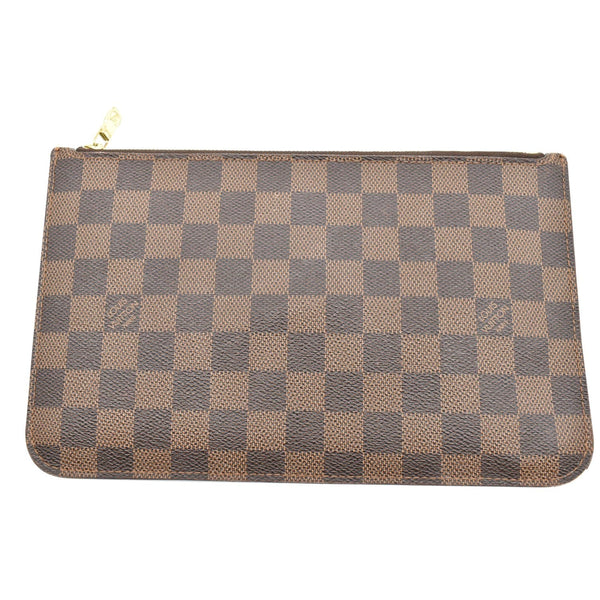 LOUIS VUITTON Neverfull MM Damier Ebene Pochette Wristlet Pouch Brown