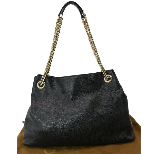 GUCCI Soho Pebbled Leather Chain Shoulder Bag Black 308982