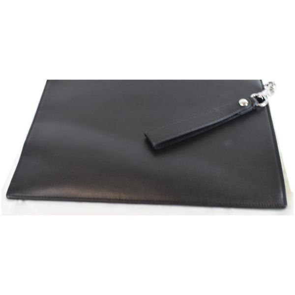 GUCCI Blade Embroidery Leather Wristlet Pouch Black 597678