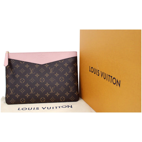 Louis Vuitton Daily Pouch Monogram Canvas Clutch Rose full view