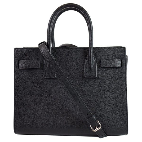YVES SAINT LAURENT Baby Sac de Jour Grained Leather Tote Bag Black