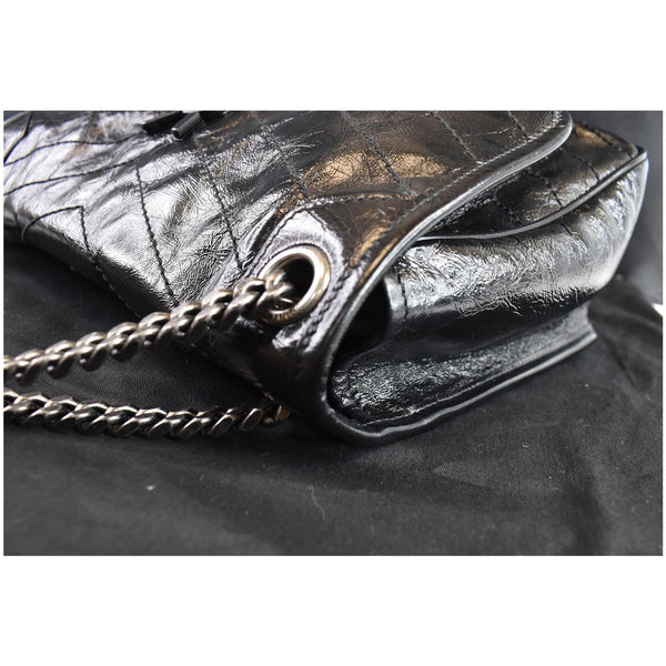 YVES SAINT LAURENT Niki Baby Crinkle Leather Crossbody Bag Black