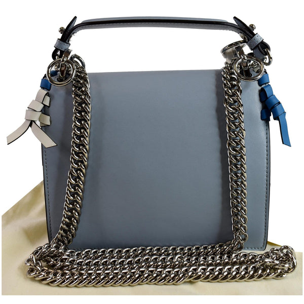 FENDI Vitello Liberty Whipstitch Bow Small Kan I Shoulder Bag Light Blue - Final Sale