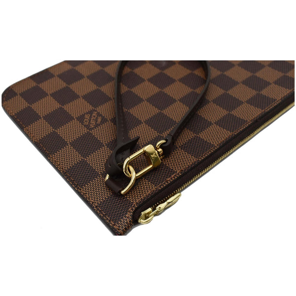 LOUIS VUITTON Neverfull MM Damier Ebene Pochette Wristlet Pouch Brown
