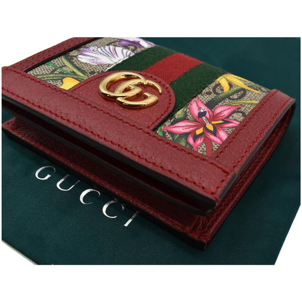 GUCCI Ophidia Flora GG Supreme Canvas Card Case Wallet Red 523155