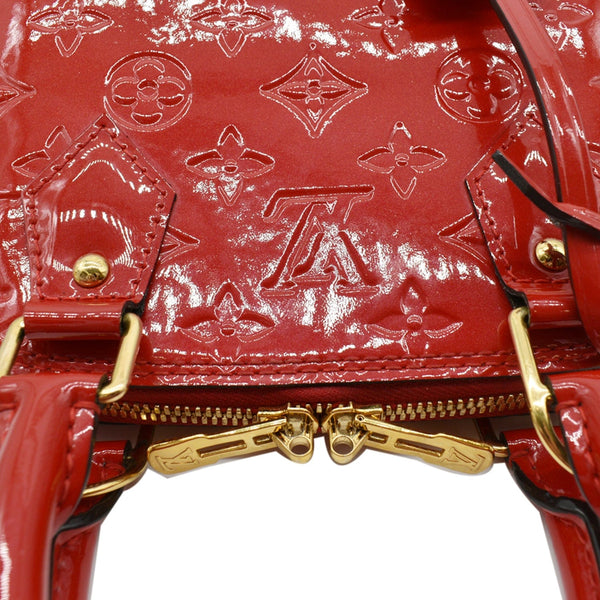 LOUIS VUITTON Alma BB Monogram Vernis Satchel Bag Red