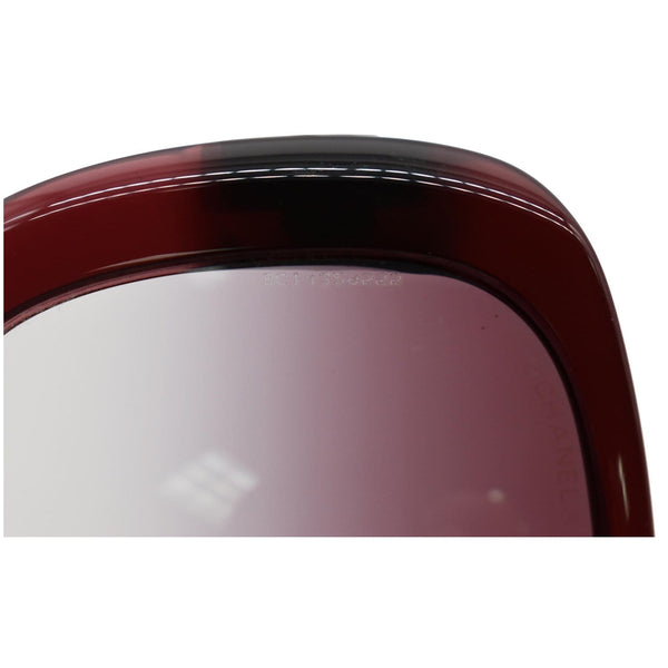 CHANEL Square Burgundy Frame Women Purple Gradient Lens