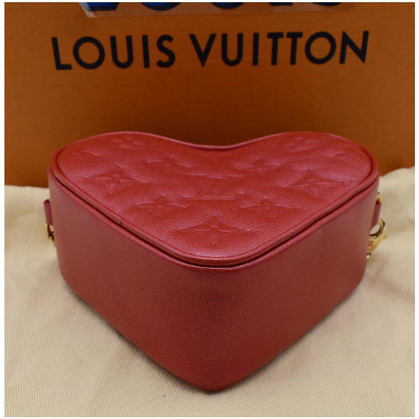 LOUIS VUITTON Heart on Chain Monogram Embossed Crossbody Bag Red
