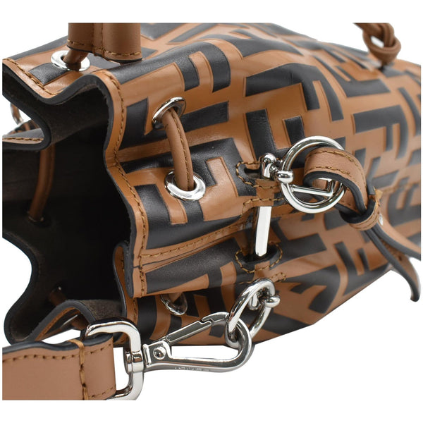 FENDI Mon Tresor Leather Bucket Crossbody Bag Brown