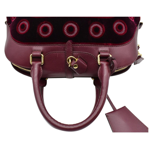 BURBERRY Milverton Large Calfskin Velvet Satchel Bag Burgundy