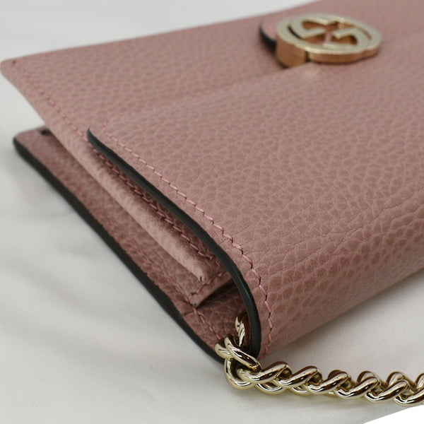 GUCCI Dollar Interlocking G Calfskin Leather Chain Wallet Crossbody Bag Soft Pink 510314