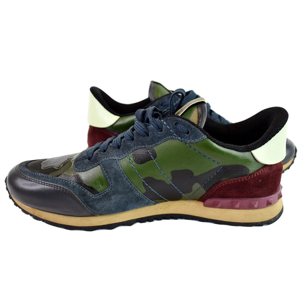 VALENTINO Garavani Rockrunner Camouflage-Print Leather Sneakers Multi US 8.5