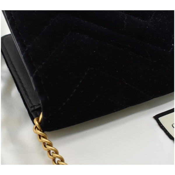 GUCCI GG Marmont Suede Leather Crossbody Bag Black 488426