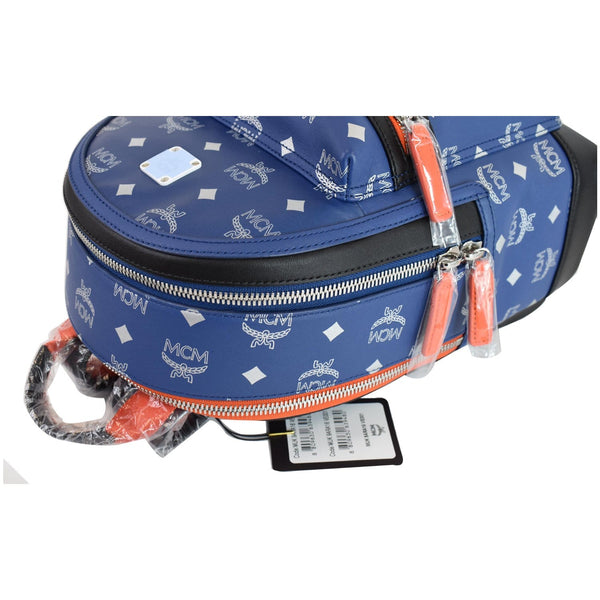 MCM Stark Estate Small Visetos Logo Leather Backpack Blue