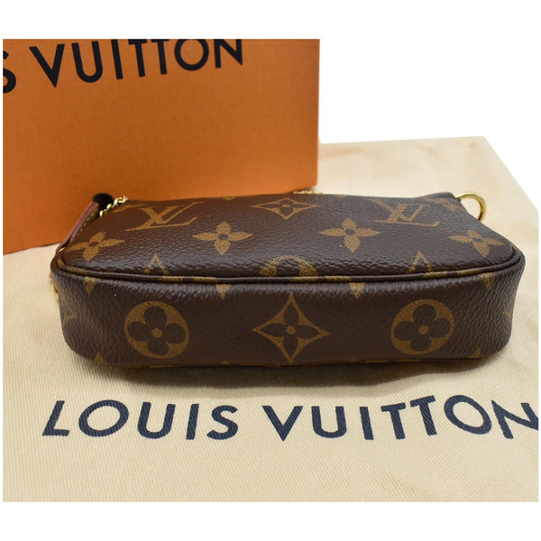 LOUIS VUITTON Mini Pochette Monogram Canvas Accessories Pouch Brown
