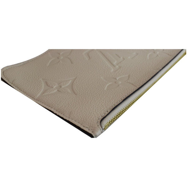 LOUIS VUITTON Empreinte Monogram Neverfull MM Pochette Wristlet Cream