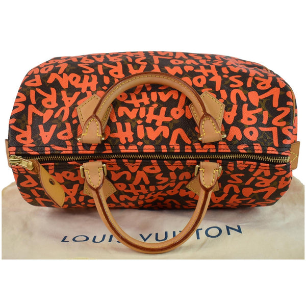 Louis Vuitton Speedy 30 Graffiti Monogram Satchel Bag - top leather handles