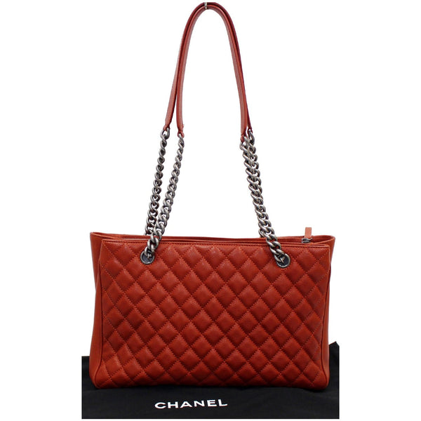CHANEL Medium Rock In Rome Quilted Caviar Shoulder Tote Bag Red