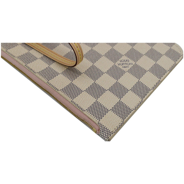 LOUIS VUITTON Neverfull MM Damier Azur Pochette Wristlet Pouch Rose Ballerine