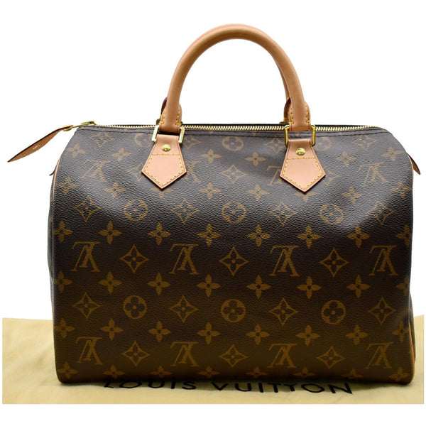 LOUIS VUITTON Speedy 30 Monogram Canvas Satchel Bag Brown