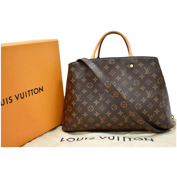 LOUIS VUITTON Montaigne GM Monogram Canvas Shoulder Bag Brown