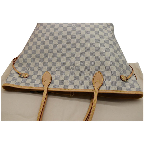 LOUIS VUITTON Neverfull MM Damier Azur Tote Bag Rose Ballerine