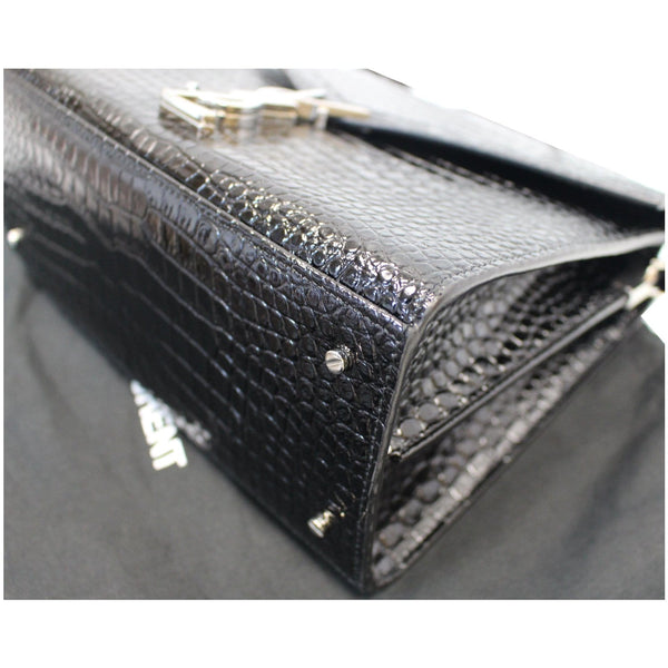 YVES SAINT LAURENT Cassandra Top Handle Embossed Shoulder Bag Black