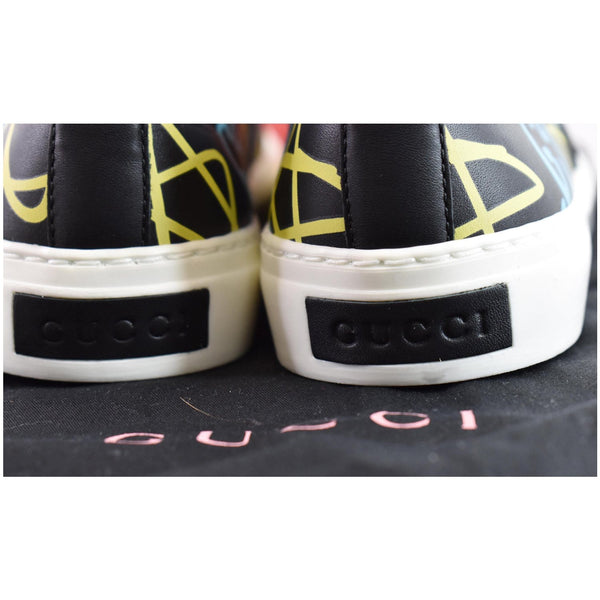GUCCI Ghost Print Smooth Leather Slip-On Sneakers Black Size 9 - Last Call