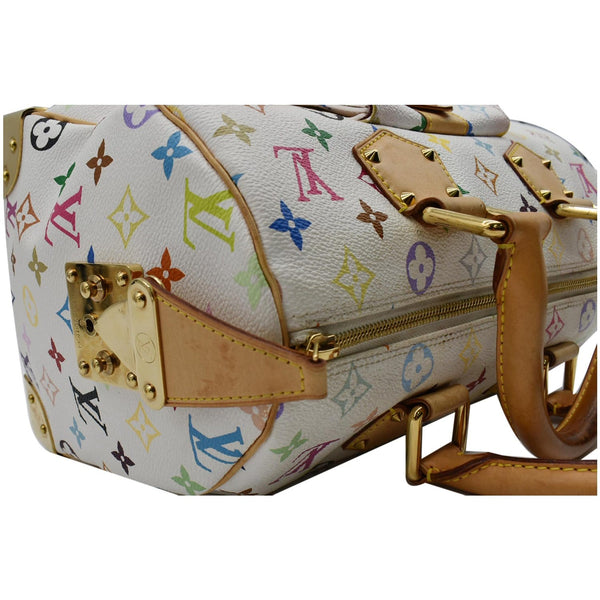 LOUIS VUITTON Speedy 30 Monogram Multicolor Satchel Bag White